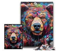 Puzzle da 1000 pezzi per adulti con graffiti di orso bruno in cartone, sfida per la mente, regalo perfetto per adolescenti e decorazioni per la casa, dimensioni 26x38cm