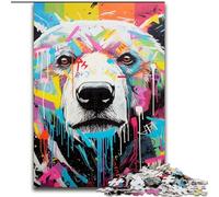 Puzzle da 1000 pezzi per adulti con graffiti di orso polare, puzzle in legno, sfida mentale, regalo perfetto per adolescenti e decorazioni per la casa, 50x75cm