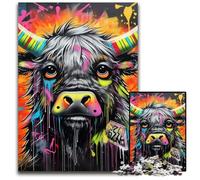 Puzzle da 1000 pezzi per adulti con graffiti, dipinto di Yak, puzzle in legno, gioco interattivo per famiglie, regalo artigianale con opere d'arte colorate, 50x75CM/19,68x29,52 pollici