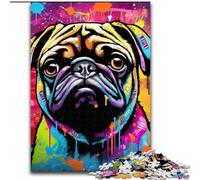 Puzzle da 1000 pezzi per adulti con graffiti e carlino, impegnativo, dimensioni 26x38cm, regalo per uomini e donne, per tutti i giorni e per occasioni speciali.