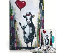 Puzzle da 1000 pezzi per adulti con graffiti e mucca pazza, gioco educativo, difficile, ideale come regalo di compleanno o per occasioni speciali 50x75cm