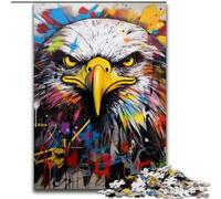 Puzzle da 1000 pezzi per adulti con graffiti raffiguranti un'aquila, in legno, per adolescenti dai 14 anni in su, decorazione per la casa, 50x75cm, regalo di compleanno, festa, Natale, Halloween