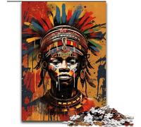 Puzzle da 1000 pezzi per adulti con graffiti tribali africani in legno, rompicapo ad alta difficoltà per adolescenti, 50x75cm, per arredamento, allenamento del cervello e regali per le feste