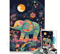 Puzzle da 1000 pezzi per adulti con grafica di elefante e colori neon, gioco pratico, migliora la memoria, ideale come regalo per tutta la famiglia 50x75cm