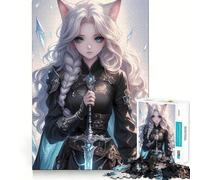 Puzzle da 1000 pezzi per adulti con guerriero dai capelli bianchi e spada,sfida mentale,taglio preciso,allineamento perfetto,divertimento per tutta la famiglia,attività serale (38x26cm)