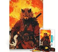 Puzzle da 1000 pezzi per adulti con guerriero samurai lupo,gioco di concentrazione mentale,taglio di alta precisione,attività creativa per rafforzare i legami affettivi (38x26cm)