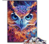 Puzzle da 1000 pezzi per adulti con gufi colorati in legno, perfetto come decorazione fai da te o regalo di compleanno 50x75cm per compleanni, vacanze, Natale, Halloween