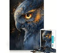 Puzzle da 1000 pezzi per adulti con gufo blu e occhio dorato,a incastro preciso,gioco di logica, rilassarsi,perfetto per compleanni e divertimento 38x52cm