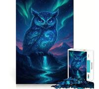 Puzzle da 1000 pezzi per adulti con gufo celeste che osserva una cascata,taglio preciso,divertente rompicapo,regalo per il tempo libero,decorazione natalizia (50x75cm)