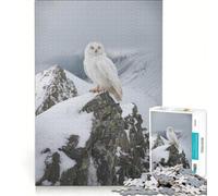 Puzzle da 1000 pezzi per adulti con gufo delle nevi sulla cima di una montagna gioco pratico decorazione per la casa collezione d'artista opera d'arte 38x26cm