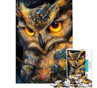 Puzzle da 1000 pezzi per adulti con gufo dorato puzzle di animali per ragazzi assemblaggio di motivi difficile e stimolante gioco impegnativo e per tutta la famiglia 50x75cm