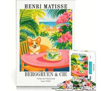 Puzzle da 1000 pezzi per adulti con Henri Matisse e Corgi sulla spiaggia e al bar Arte giochi divertenti interazione genitore-figlio ogni pezzo è unico 38x26cm