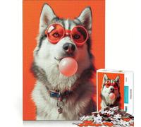 Puzzle da 1000 pezzi per adulti con Husky e gomma da masticare, gioco educativo, allena la mente e la mano, migliora l'amore tra le coppie 38x52cm
