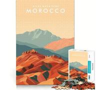 Puzzle da 1000 pezzi per adulti con i monti dell'Atlante e il Marocco,dai bordi netti Gioco cognitivo divertente,gioco lento,regalo festivo per il tempo libero (38x26cm)