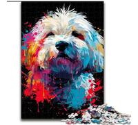 Puzzle da 1000 pezzi per adulti con il cane Coton de Tuléar,realizzato in legno,un regalo perfetto per il divertimento in famiglia,50x75cm,per decorare la casa,allenare il cervello e come regalo