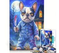 Puzzle da 1000 pezzi per adulti con il cane di Halloween Michael Myers, gioco pratico, attività divertenti da fare a casa, ideale come regalo per tutta la famiglia 38x52cm