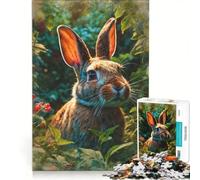 Puzzle da 1000 pezzi per adulti con il coniglietto curioso in giardino, un gioco rilassante, divertente e spiritoso, ideale come regalo 50x75cm
