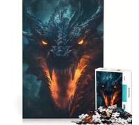 Puzzle da 1000 pezzi per adulti con il disegno del respiro di un drago infuocato, giocattolo educativo, attività divertenti da fare a casa, ideale per compleanni e Natale 50x75cm