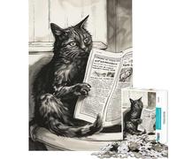 Puzzle da 1000 pezzi per adulti con il gatto che va in bagno Puzzle per adolescenti antistress divertente e umoristico ideale per attività a casa (dimensioni 38x26cm)
