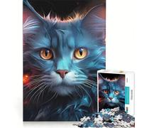 Puzzle da 1000 pezzi per adulti con il Gatto Cosmico, gioco pratico, per divertimento in famiglia, compleanno e Natale 38x26cm