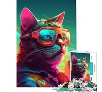 Puzzle da 1000 pezzi per adulti con il gatto di Miami gioco impossibile gioco educativo sfida giocattolo idee regalo apprendimento educativo (dimensioni 38x52cm)