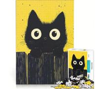 Puzzle da 1000 pezzi per adulti con il gatto nero curioso, gioco educativo, decorazione per la casa, collezione d'artista, belle arti 38x26cm