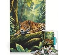 Puzzle da 1000 pezzi per adulti con il giaguaro nella giungla, gioco educativo, decorazione da parete, ideale come regalo 38x52cm