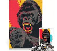 Puzzle da 1000 pezzi per adulti con il gorilla arrabbiato, gioco pratico, decorazione per la casa, compleanno e Natale 50x75cm