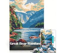 Puzzle da 1000 pezzi per adulti con il Grande Orso e la Foresta Pluviale del Canada poster con paesaggio gioco pratico attività divertente da fare a casa ideale come regalo per tutta la famiglia