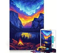 Puzzle da 1000 pezzi per adulti con il lago Yosemite, pixel art, taglio preciso, divertente gioco di abilità mentale, svago e attività per compleanno (38x52cm)