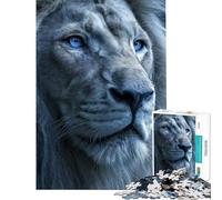 Puzzle da 1000 pezzi per adulti con il leone dagli occhi azzurri gioco pratico per adulti ideale come regalo per donne o per tutta la famiglia (dimensioni 50x75cm)