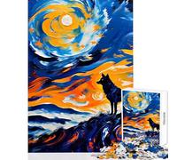 Puzzle da 1000 pezzi per adulti con il lupo che ulula alla luna un gioco pratico per migliorare la memoria ideale per decorare le pareti e ridurre lo stress (38x26cm)