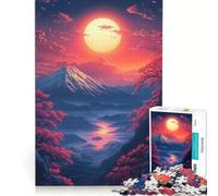 Puzzle da 1000 pezzi per adulti con il Monte Fuji al tramonto gioco rilassante assemblaggio di modelli lista dei desideri con Babbo Natale 38x26cm