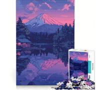 Puzzle da 1000 pezzi per adulti con il Monte Fuji al tramonto gioco rilassante assemblaggio di modelli lista dei desideri con Babbo Natale 38x52cm