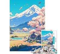 Puzzle da 1000 pezzi per adulti con il Monte Fuji e i ciliegi in fiore Attività divertenti da fare a casa donne Gioco rompicapo per maggiori di 14 anni (38x26cm)