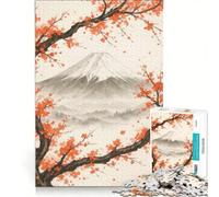 Puzzle da 1000 pezzi per adulti con il Monte Fuji e i ciliegi in fiore gioco rilassante assemblaggio di immagini lista dei desideri con Babbo Natale 50x75cm