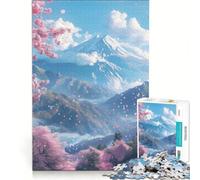 Puzzle da 1000 pezzi per adulti con il Monte Fuji e i ciliegi in fiore Sakura, gioco rompicapo, decorazione da parete, lista dei desideri con Babbo Natale 38x52cm