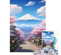 Puzzle da 1000 pezzi per adulti con il Monte Fuji e i ciliegi in fiore sfida per l'intelligenza giocattolo avvincente giochi per famiglie difficile regalo di Babbo Natale segreto (dimensioni 38x26cm)