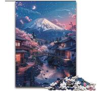Puzzle da 1000 pezzi per adulti con il Monte Fuji e i fiori di ciliegio. Puzzle da 1000 pezzi per adulti, un regalo perfetto per il divertimento in famiglia (dimensioni 26x38cm).