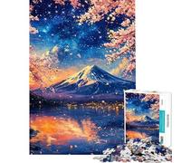Puzzle da 1000 pezzi per adulti con il Monte Fuji e il cielo notturno antistress decorazione da parete e sfida educativa (dimensioni 38x26cm)
