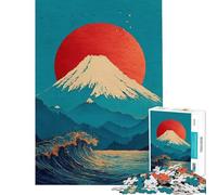Puzzle da 1000 pezzi per adulti con il Monte Fuji e le onde dell'oceano Puzzle antistress per adulti ideale per migliorare la memoria e come regalo per tutta la famiglia (dimensioni 38x26cm)