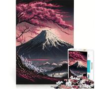 Puzzle da 1000 pezzi per adulti con il Monte Fuji in fiore gioco rilassante assemblaggio di motivi lista dei desideri con Babbo Natale 38x26cm
