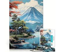 Puzzle da 1000 pezzi per adulti con il Monte Fuji in fiore in Giappone,incastro preciso,gioco di logica,regalo,momento di relax,divertimento per compleanno 38x52cm
