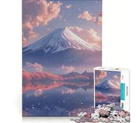 Puzzle da 1000 pezzi per adulti con il Monte Fuji in Giappone gioco rilassante assemblaggio di figure lista dei desideri con Babbo Natale 38x26cm