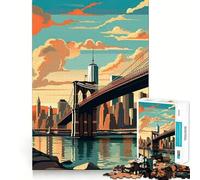 Puzzle da 1000 pezzi per adulti con il Ponte di Brooklyn,stile vintage,rifinitura precisa,sfida per la mente,divertente gioco per il tempo libero,regalo di compleanno (50x75cm)