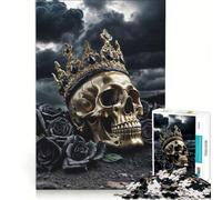 Puzzle da 1000 pezzi per adulti con il re teschio dorato, gioco rilassante, decorazione per la casa, ideale come regalo per tutta la famiglia 38x52cm