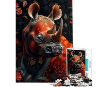 Puzzle da 1000 pezzi per adulti con il rinoceronte il mio simpatico amico Divertimento a casa gioco educativo per migliorare la memoria adatto a partire dai 14 anni (38x26cm)