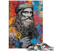Puzzle da 1000 pezzi per adulti con il ritratto di Leonardo da Vinci gioco educativo e stimolante per tutta la famiglia (75x50cm/1000 pezzi)