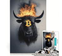 Puzzle da 1000 pezzi per adulti con il simbolo del toro Bitcoin, gioco pratico, impegnativo e stimolante, adatto come decorazione da scrivania 38x26cm