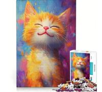 Puzzle da 1000 pezzi per adulti con il sorriso di un gatto gioioso gioco impossibile divertente attività da fare in casa adatto come decorazione da scrivania 38x52cm